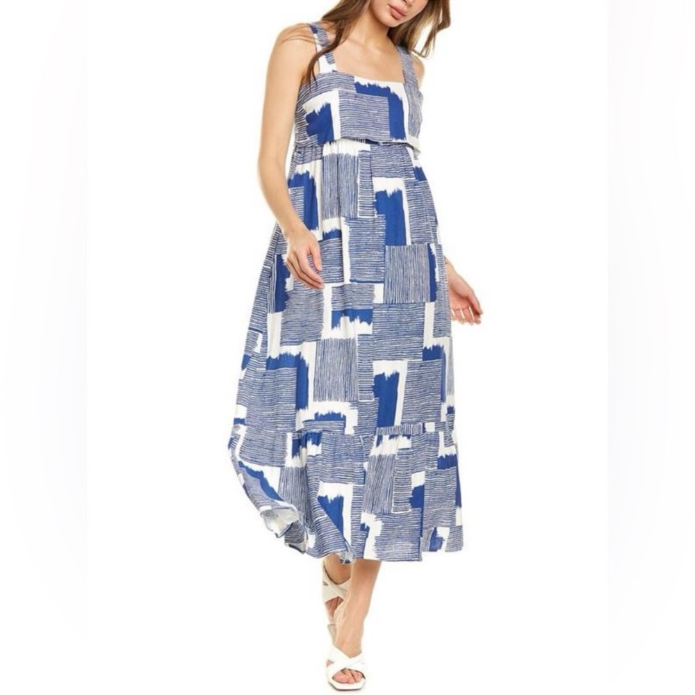 Donna Morgan Printed Linen Midi Dress